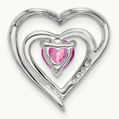 Created Sapphire and Diamond Heart Pendant — photo set