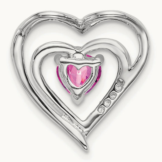 Created Sapphire and Diamond Heart Pendant — photo set