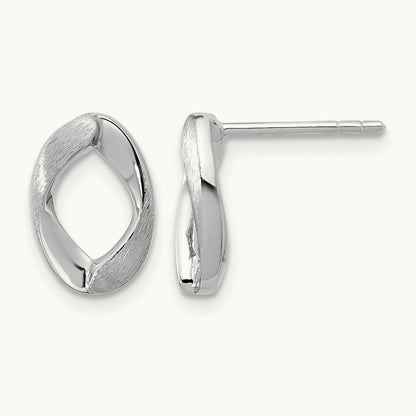 RH-plated Polish/Brushed Oval Post Earrings, Sterling Silver — Leslie's