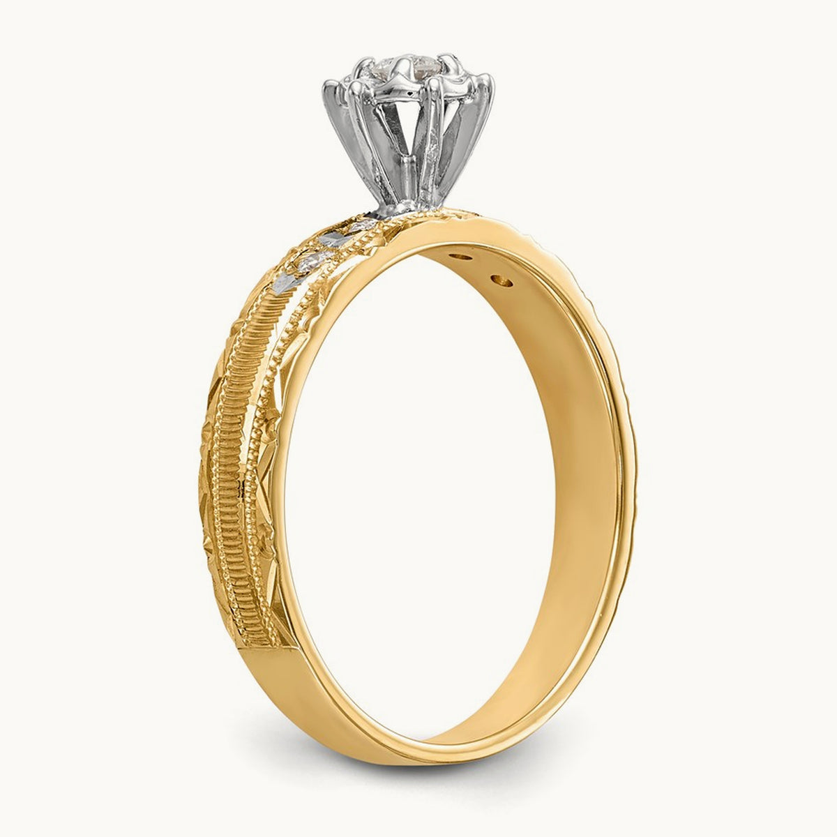 AA Quality Trio Complete Engagement Ring, 14K