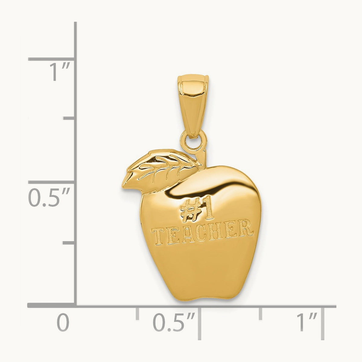 #1 TEACHER Apple Pendant, 14K