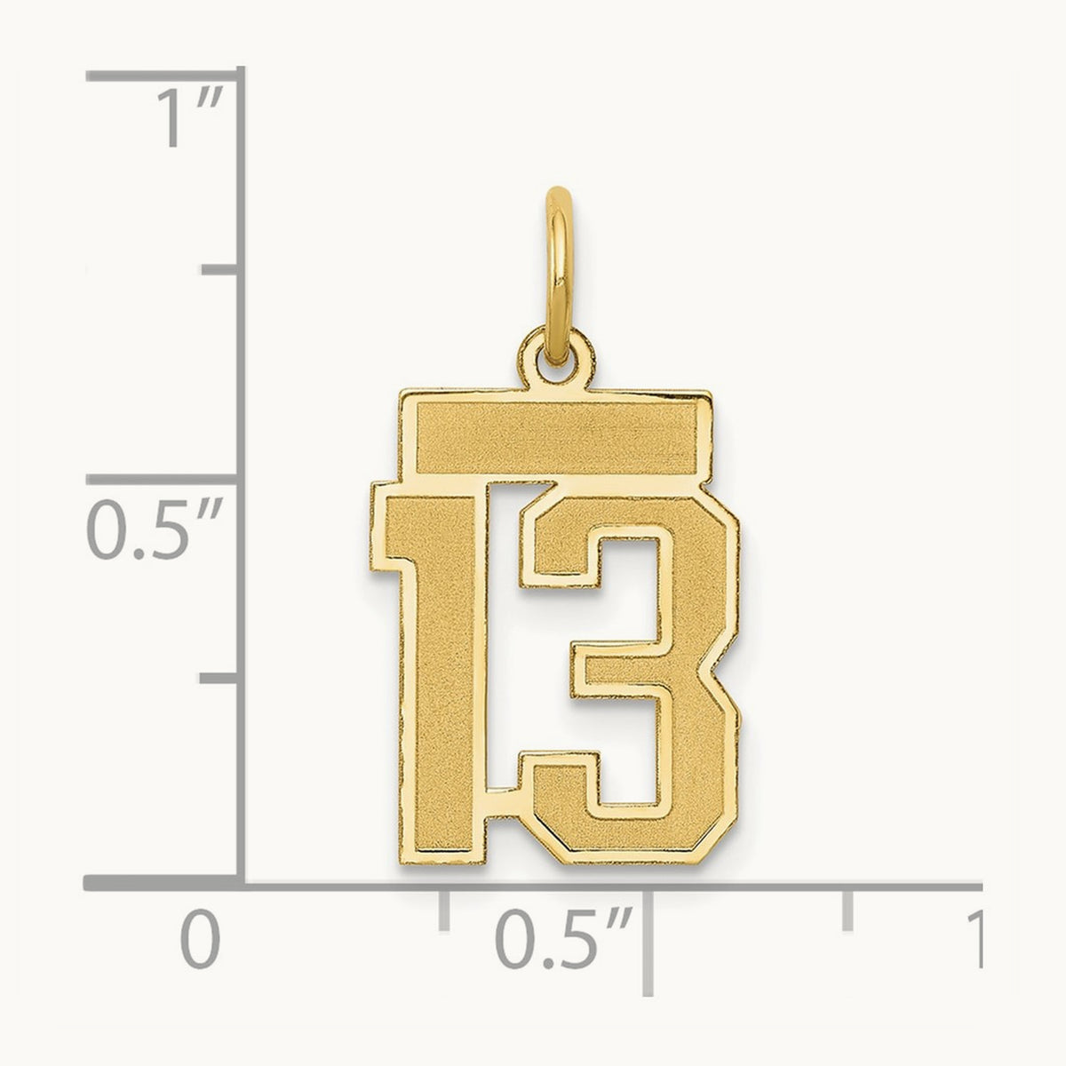 Small Satin Number 13 Charm, 14K