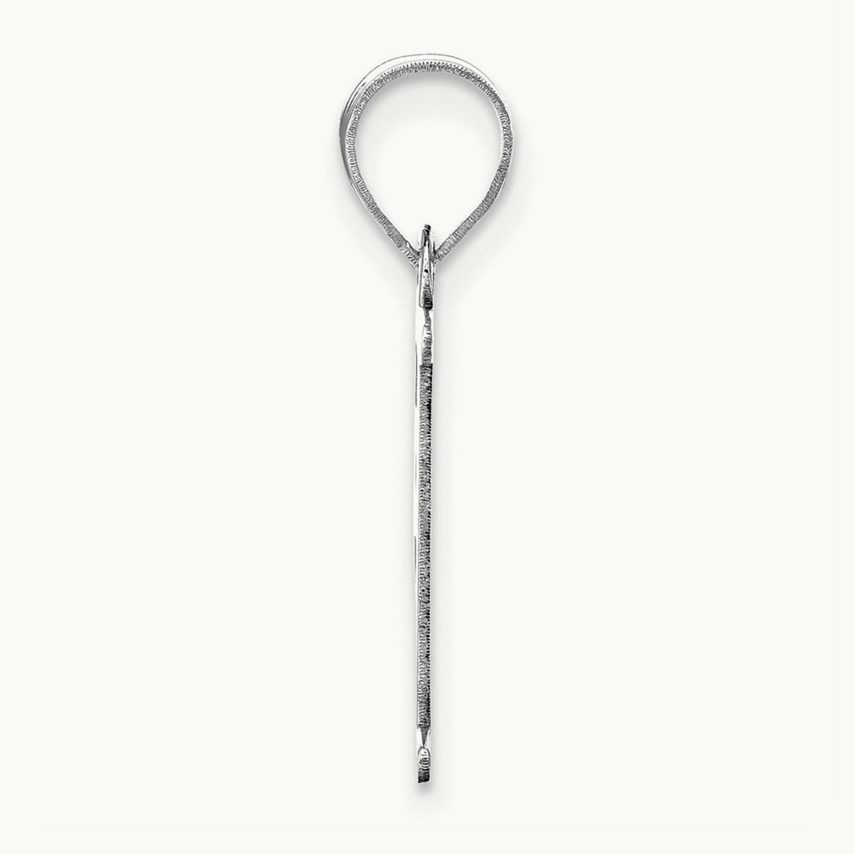 Polished Etched Letter F Initial Pendant, 14K White Gold