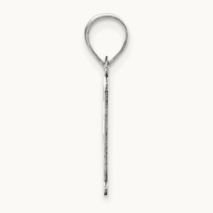 Polished Etched Letter F Initial Pendant, 14K White Gold