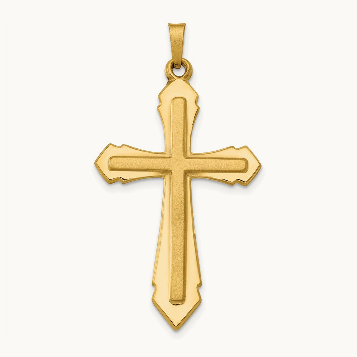 Polished and Satin Passion Cross Pendant, 14K