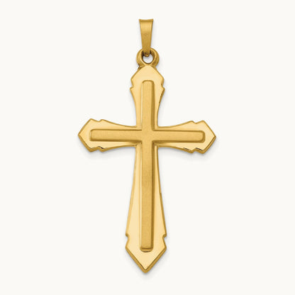 Polished and Satin Passion Cross Pendant, 14K