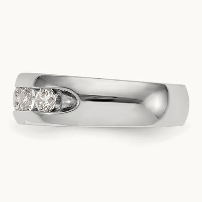 5-Stone Diamond Channel Band, 14K White Gold