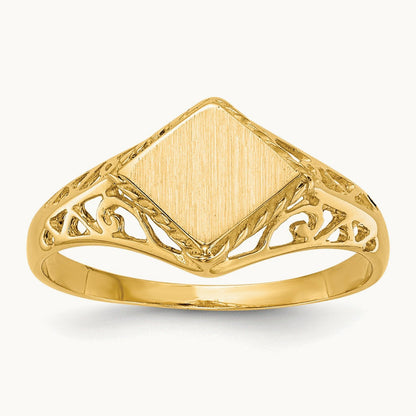 8.5x8. Open Back Signet Ring, 0mm, 14K