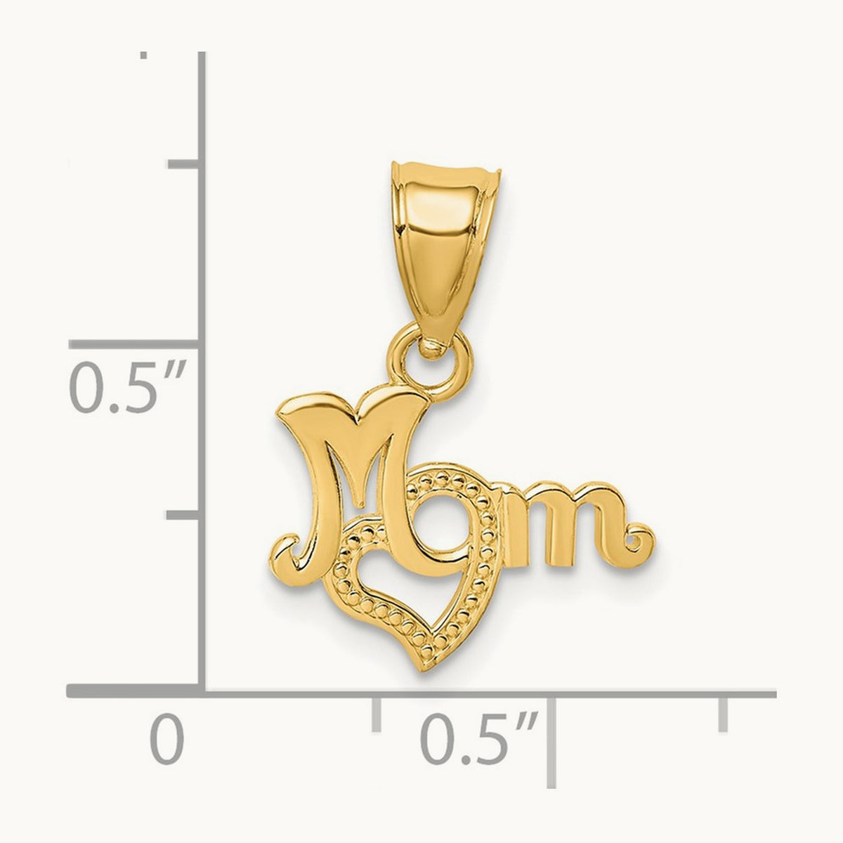 MOM with Heart Charm — 14K Yellow Gold