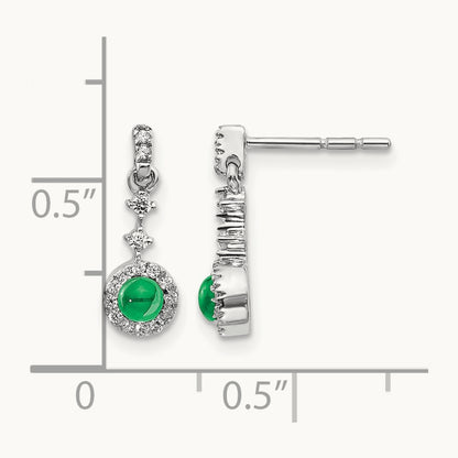 Created Emerald Dangle Post Earrings, 0.15 ct tw Lab-Grown Diamond