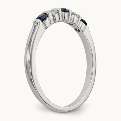 Diamond w/Sapphire Band, 14K White Gold