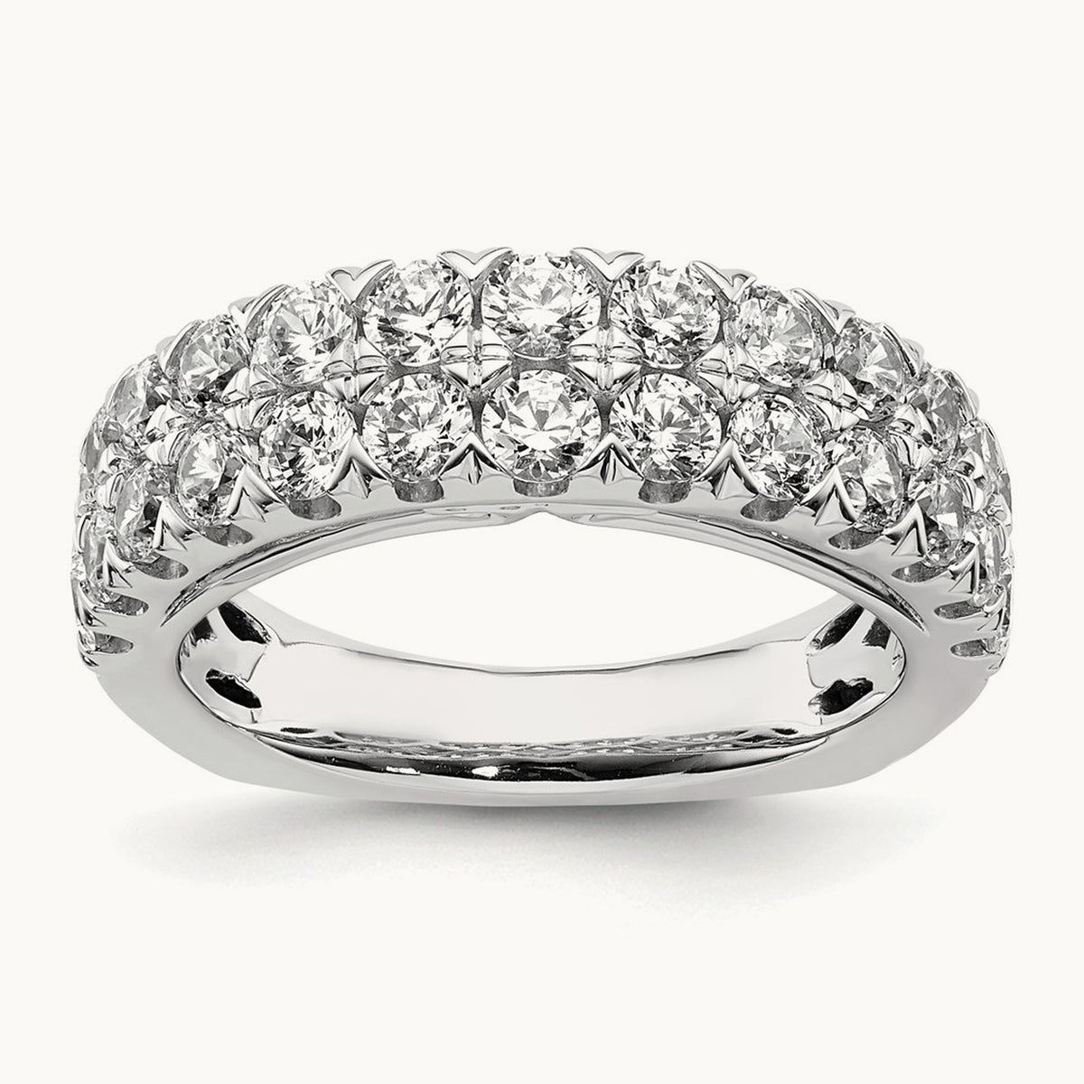 Double Row Fashion Band, 1.75 ct tw Lab-Grown Diamond — 14K White Gold