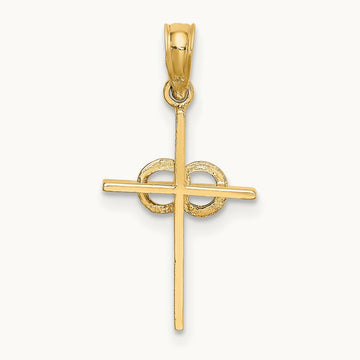 Polished Infinity Circles Cross Charm, 14K