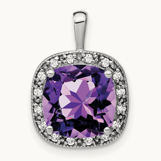 Cushion Amethyst and Diamond Pendant — photo set
