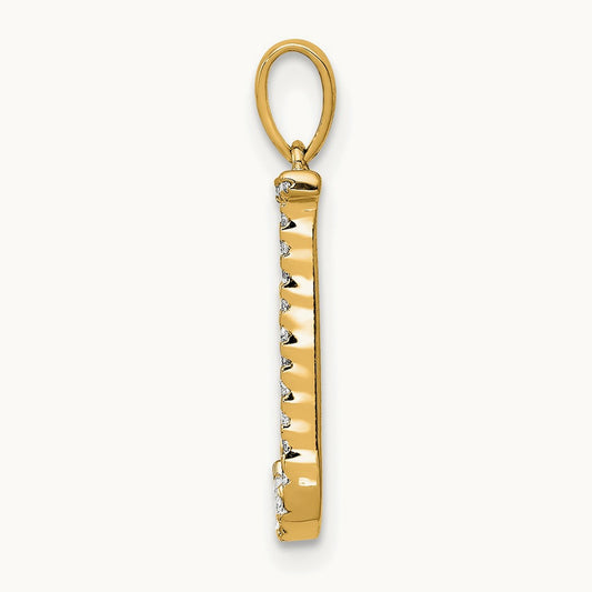 Diamond Letter J Initial Pendant, 14K
