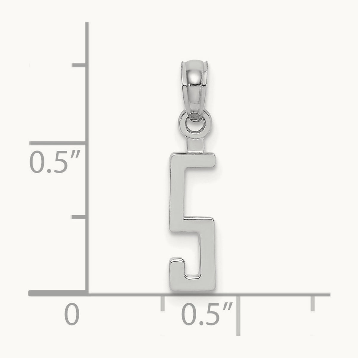 Polished Number 5 Pendant — 14K White Gold