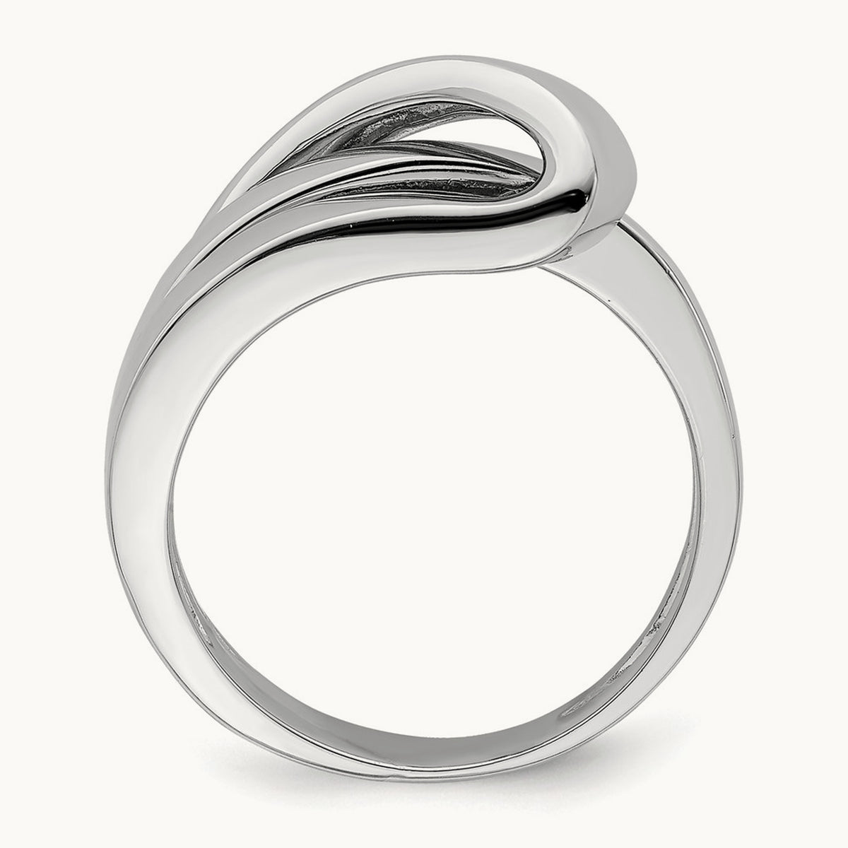 Polished with Folded Design Band — 14K White Gold