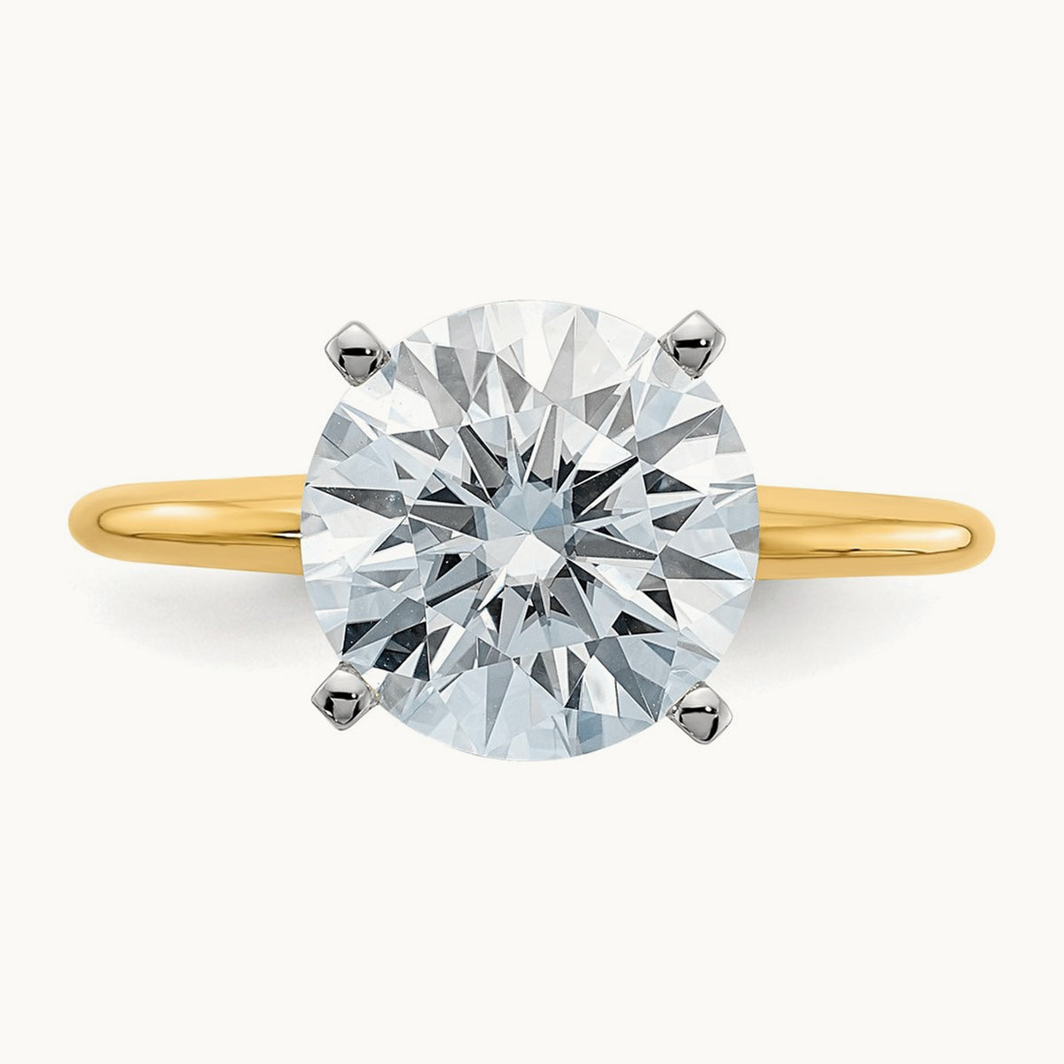 Round Solitaire Engagement Ring, 3.00 ct tw Lab-Grown Diamond — 14K Two-Tone