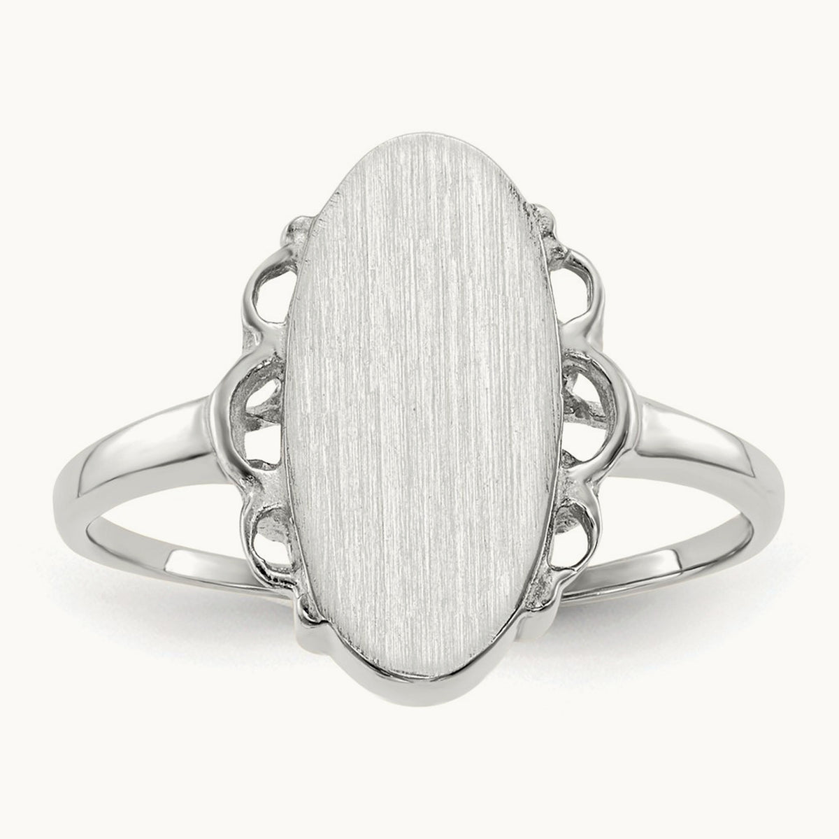 7.0x14. Open Back Signet Ring, 5mm, 14K White Gold