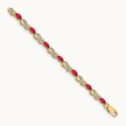 Diamond and Ruby Infinity Bracelet — 14K Yellow Gold, 7mm