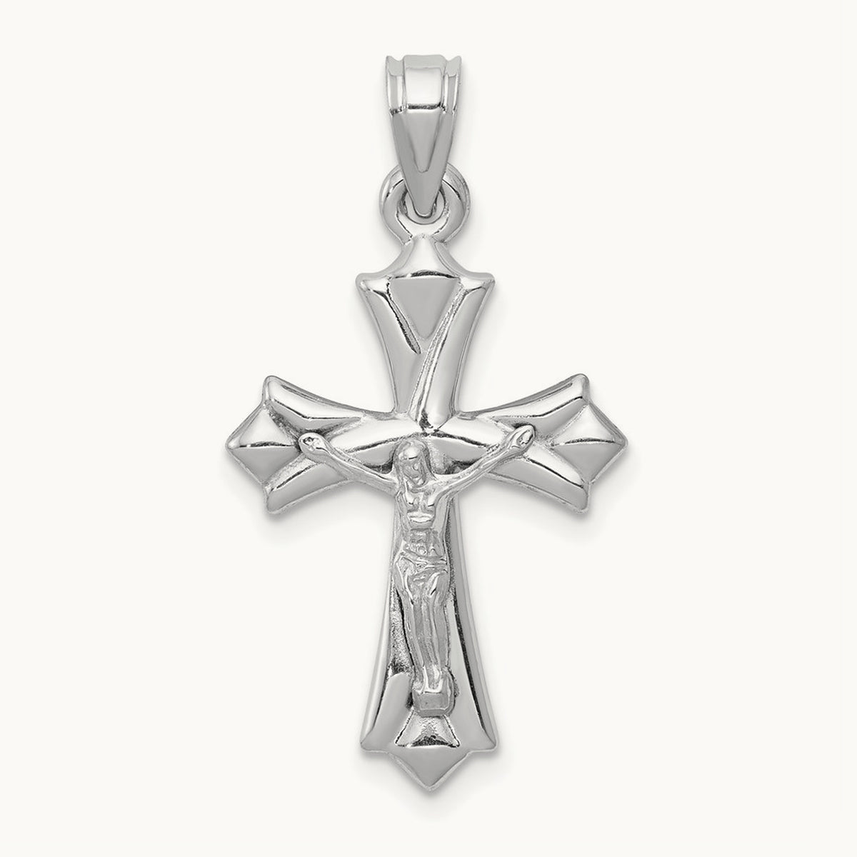 Reversible Crucifix Pendant — 14K White Gold, 30mm