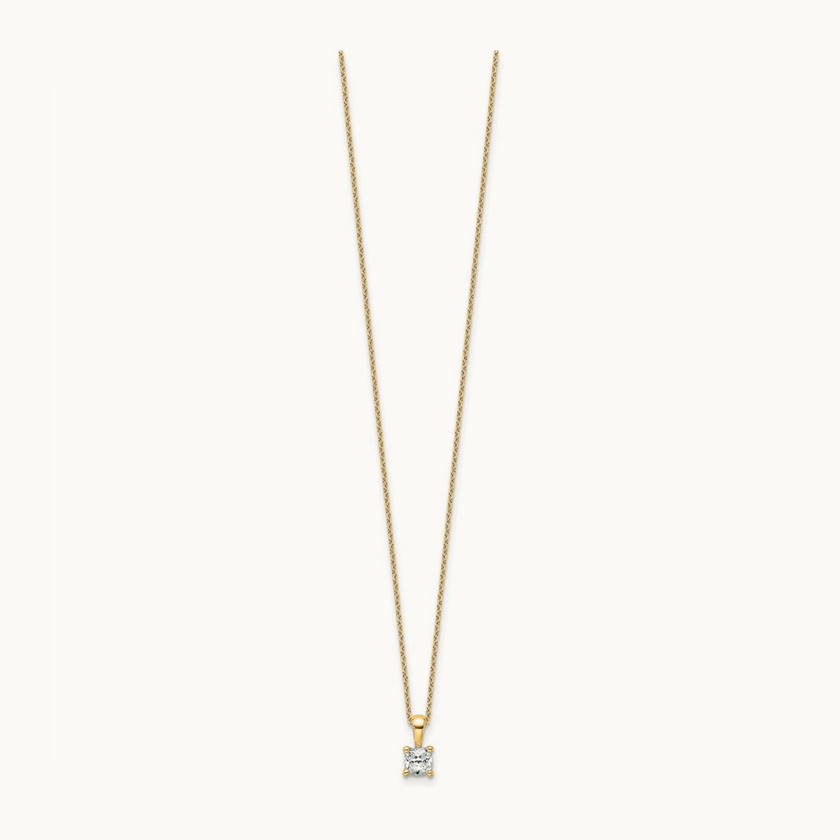 Cushion Pendant Necklace, 0.50-2.00 ct tw Lab-Grown Diamond — 1/2 ct, 14K Yellow Gold