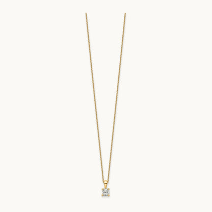Cushion Pendant Necklace, 0.50-2.00 ct tw Lab-Grown Diamond — 1/2 ct, 14K Yellow Gold