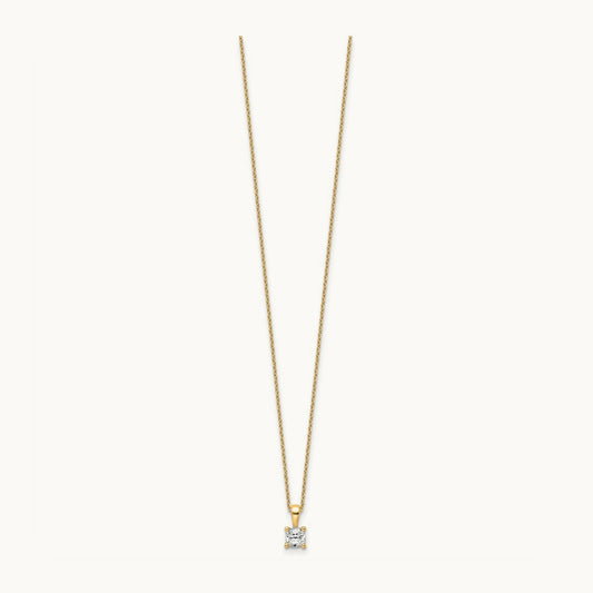 Cushion Pendant Necklace, 0.50-2.00 ct tw Lab-Grown Diamond — 1/2 ct, 14K Yellow Gold