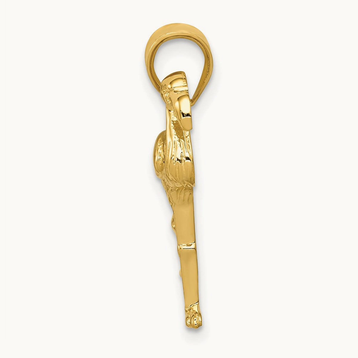 Solid Polished Open-Backed Flamingo Pendant, 14K