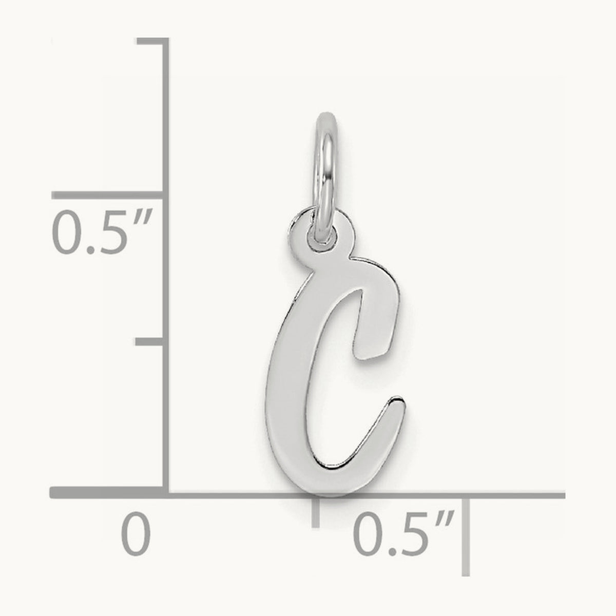 Small Script Letter C Initial Charm, 14K White Gold