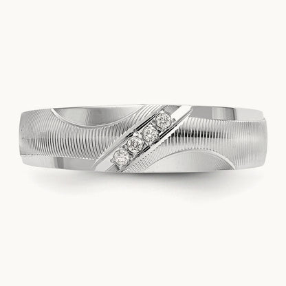 AA Quality Trio Mens Complete Wedding Band, 14K White Gold