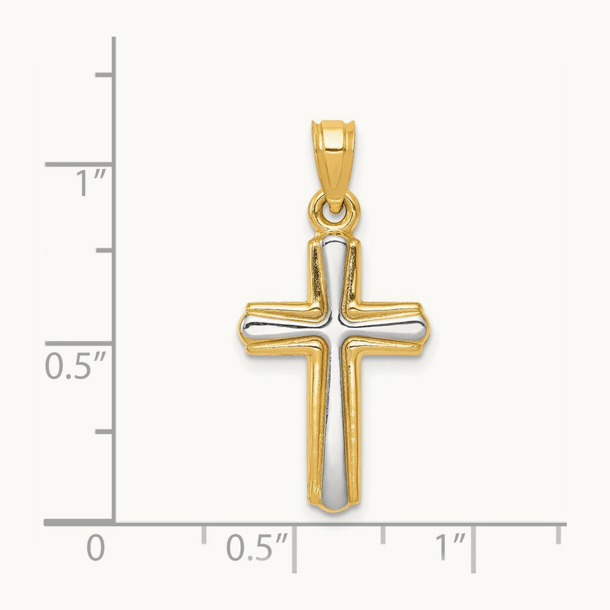 w/Rhodium Cross Pendant, 14K