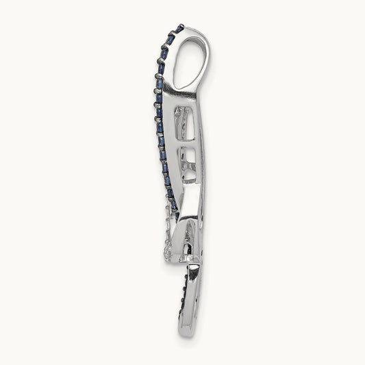 1/4ct. Blue and White Diamond Fancy Chain Slide, 14K White Gold