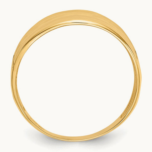 Polished Diamond-cut Four Ridge Fashion Dome Ring, 14K Gold