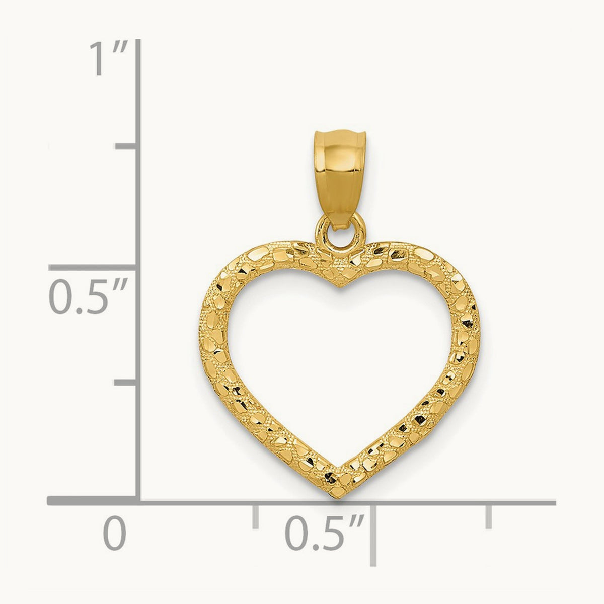 Polished and Textured Open Heart Pendant, 14K