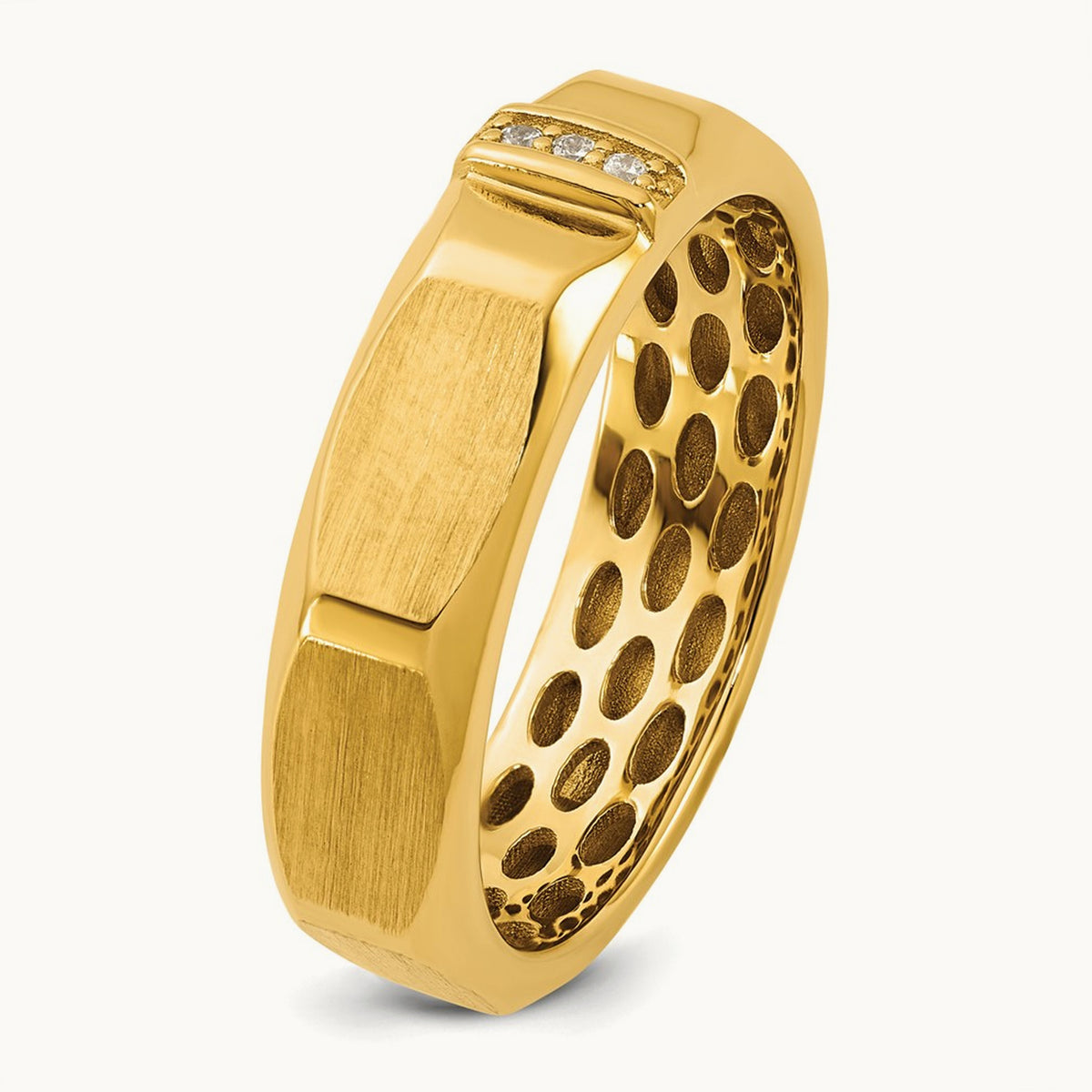IB Goodman Mens Satin Complete .03ct Diamond Ring, 14K Yellow Gold