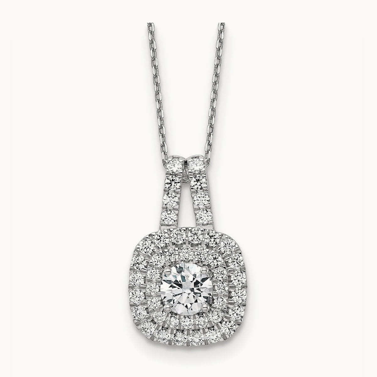 Double Halo Necklace, 1.50 ct tw Lab-Grown Diamond