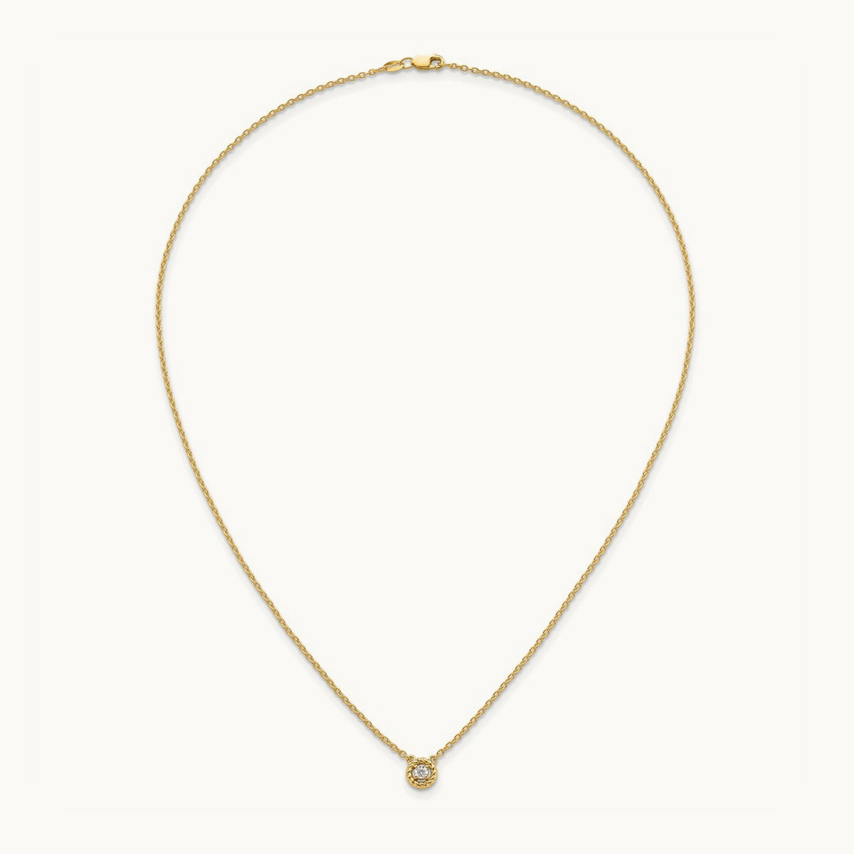 Polished and Twisted Diamond Necklace, 14K
