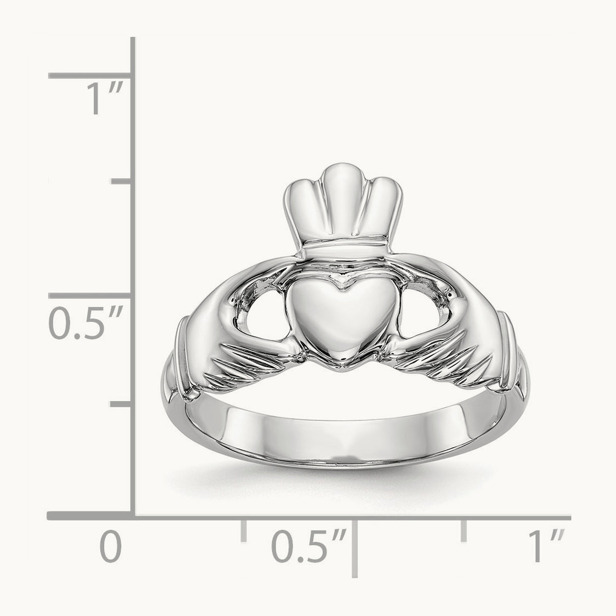 Polished Claddagh Ring, 14K White Gold