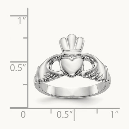 Polished Claddagh Ring, 14K White Gold