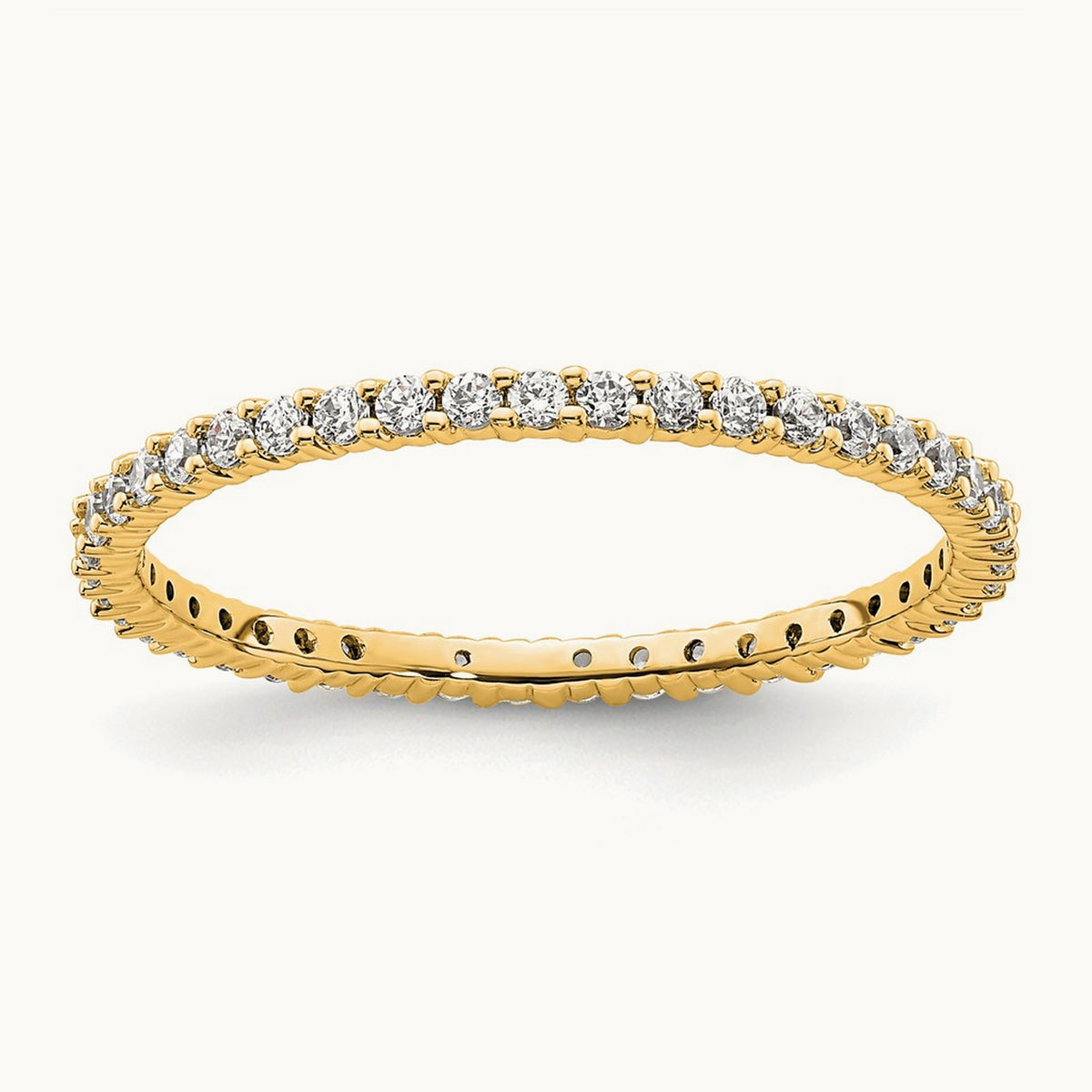 Polished Shared Prong Diamond Eternity Band — 14K Yellow Gold, 0.5 ct, 9