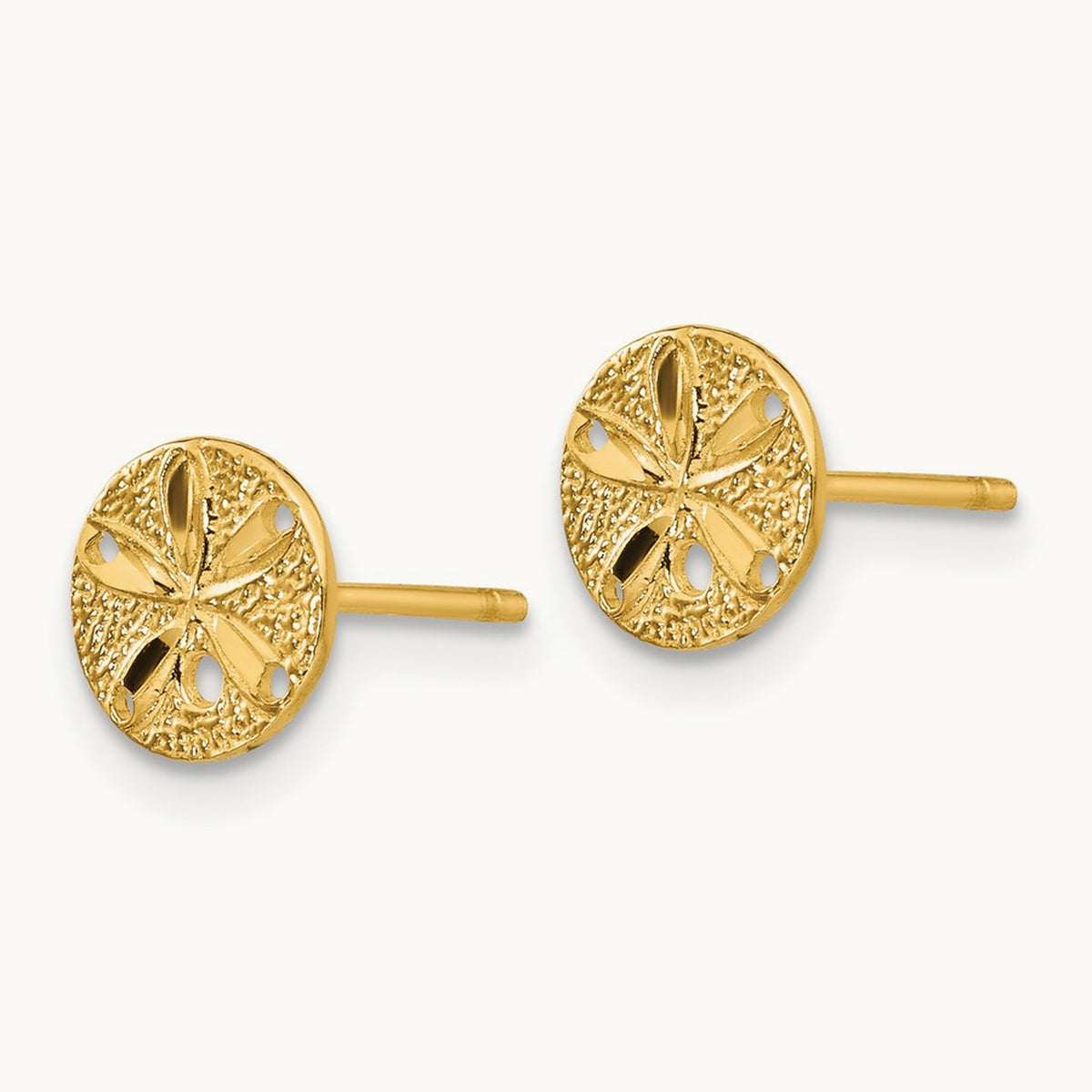 Diamond-Cut Sand Dollar Post Earrings, 14K
