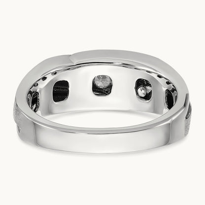 w/ Black RH IBGoodman Men's Polish/Satin AA Diamond Ring, 14K White Gold