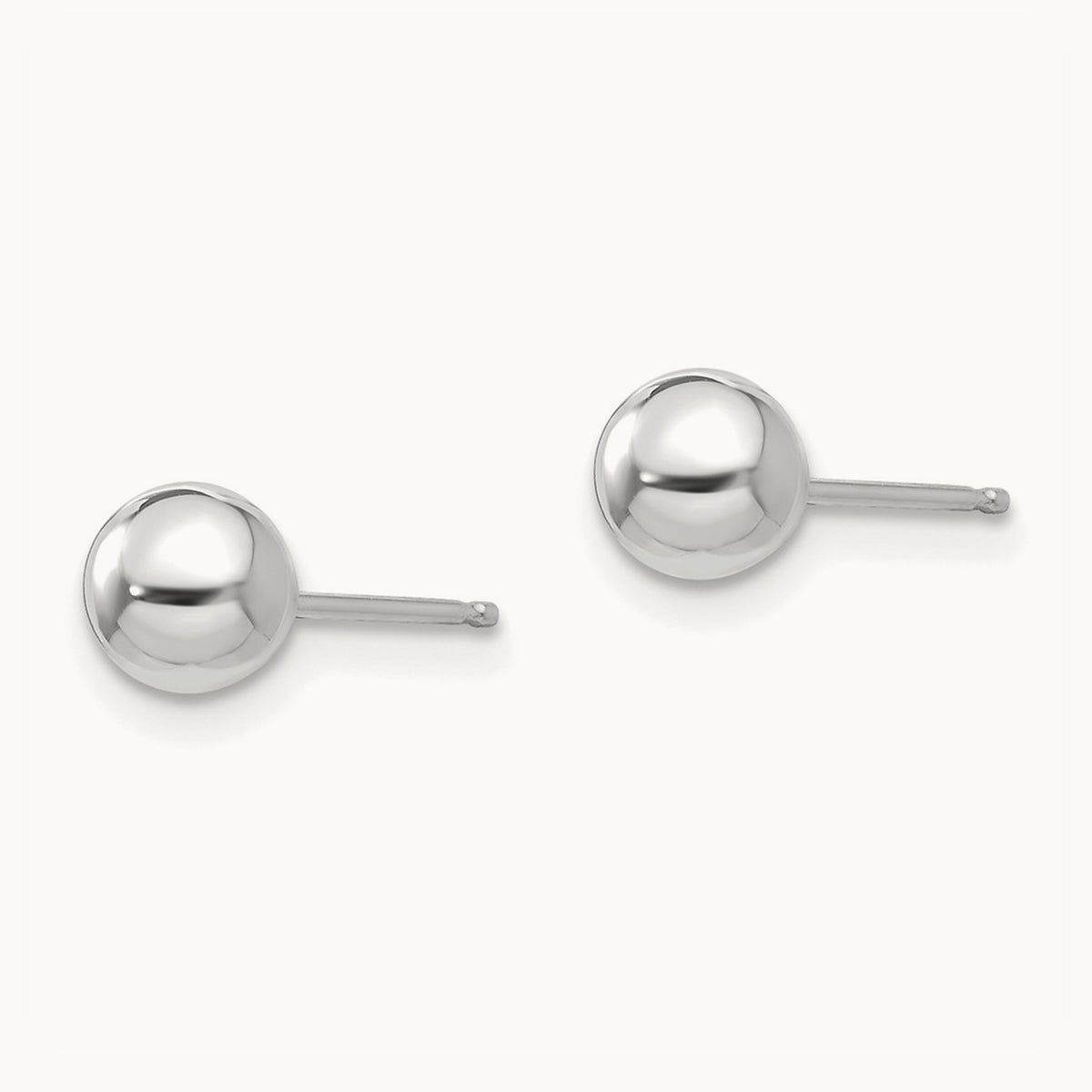 Polished Ball Post Earrings — 14K White Gold, 5mm