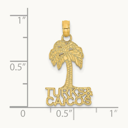 TURKS AND CAICOS Palm Tree Charm, 14K