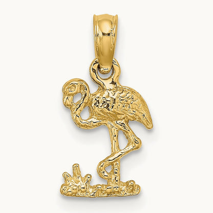 Mini Flamingo Charm, 14K