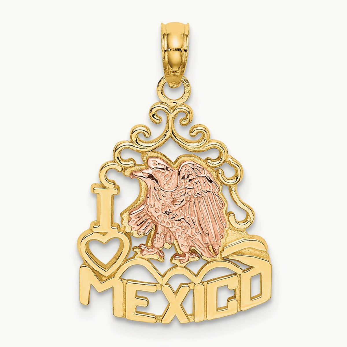 I HEART MEXICO w/ Eagle Charm, 14K Two-tone