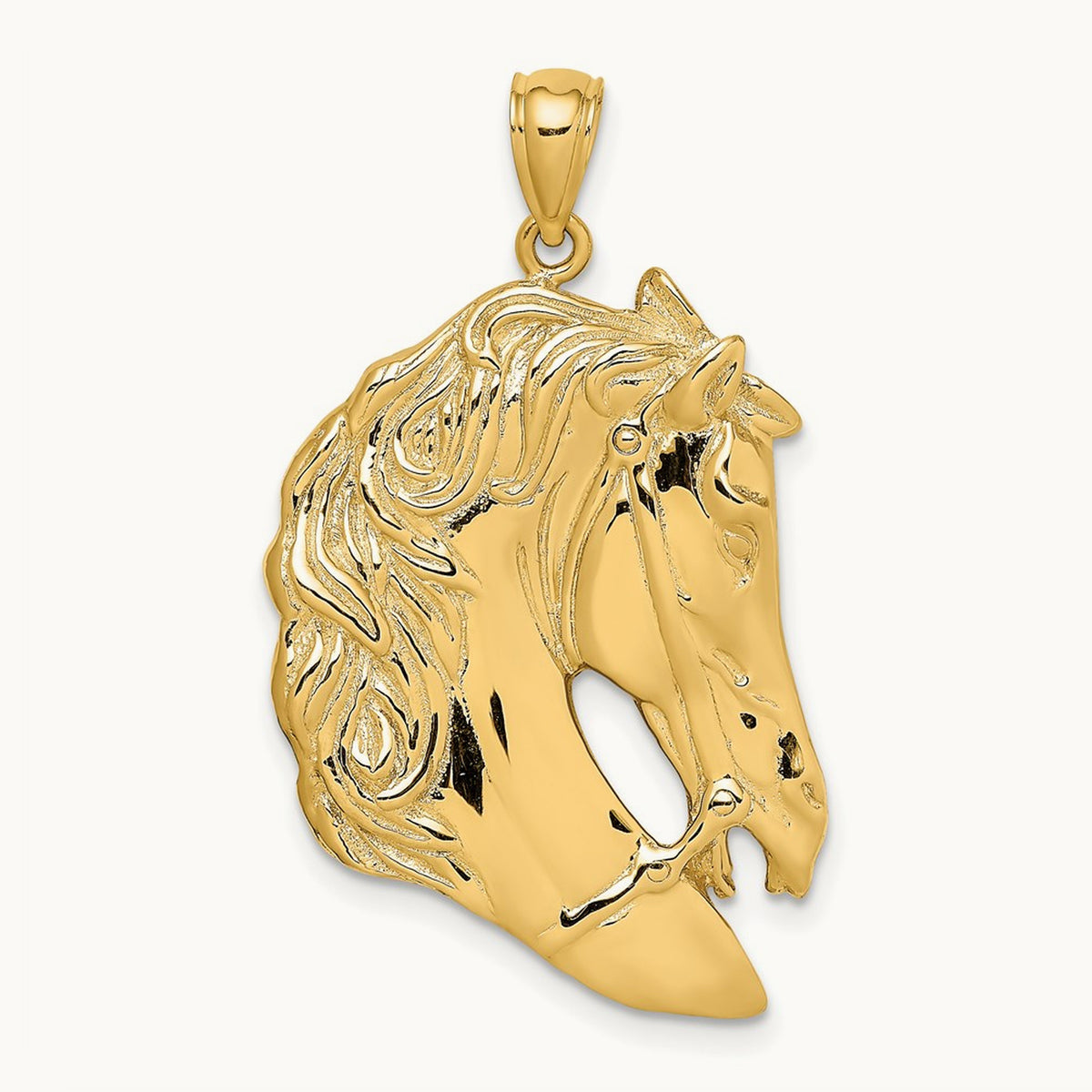 Horse Head w/Long Mane Charm, 14K