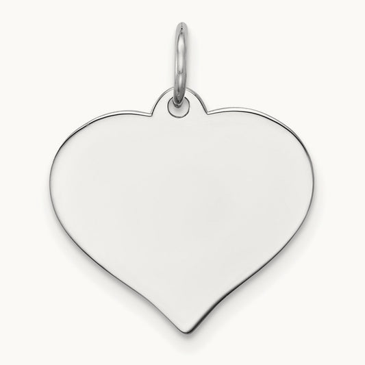 Heart Disc Charm, 14K White Gold