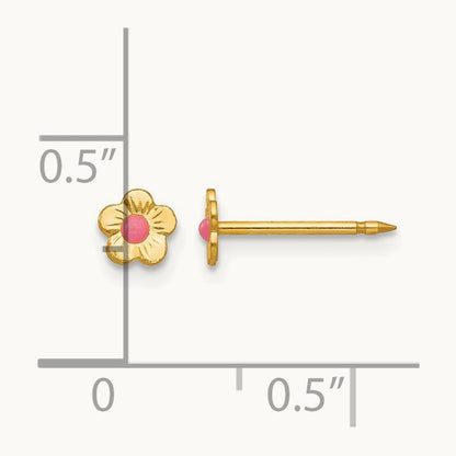 Inverness 14k Epoxy Fill Pink Mini Flower Earrings